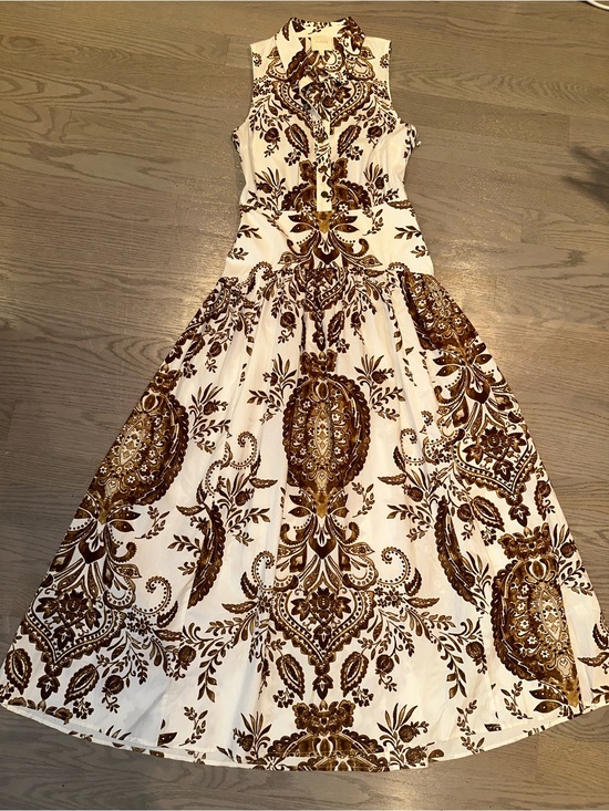 Parker Dresses & Skirts - Parker Cream Maxi Dress with Brown Paisley Medallion Print